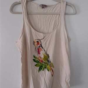 Banana Republic Cream Bird Print Tank Top